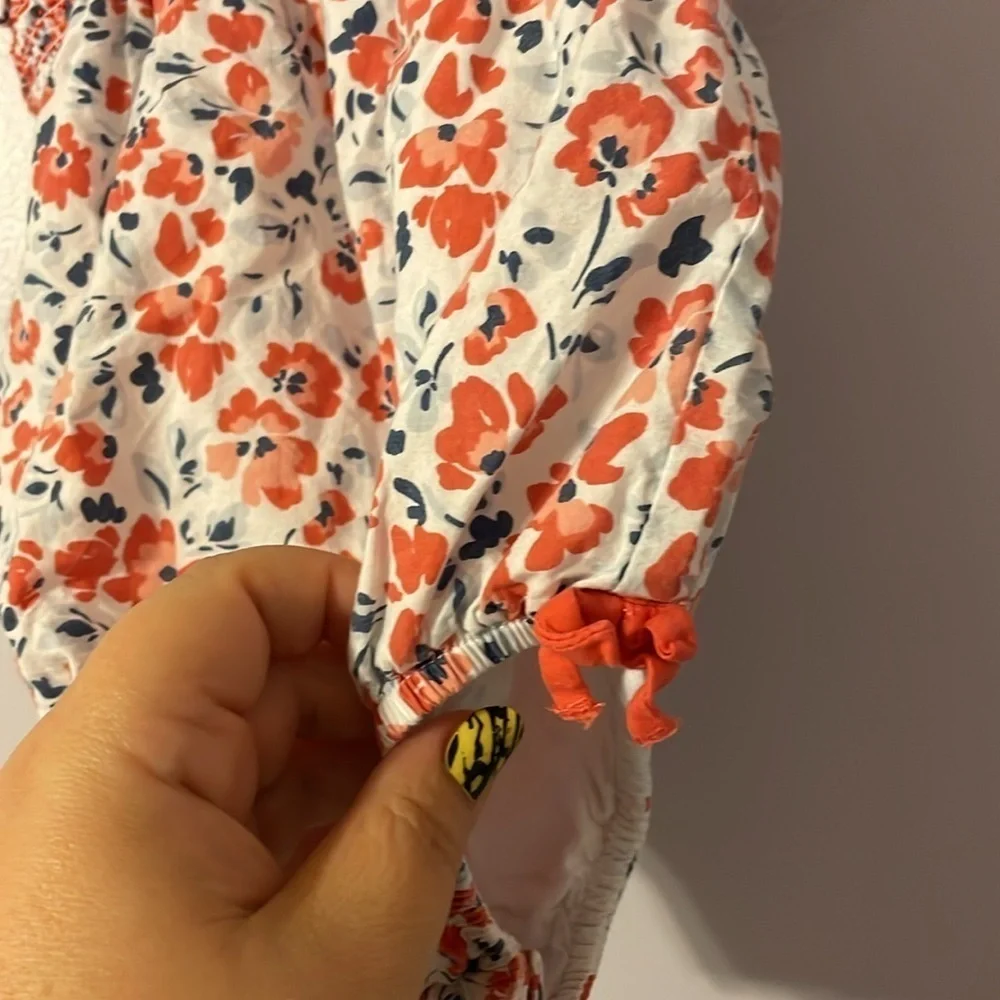 Tommy Bahama Floral Smocked Top Onesie Bodysuit Sleeveless size 18 months